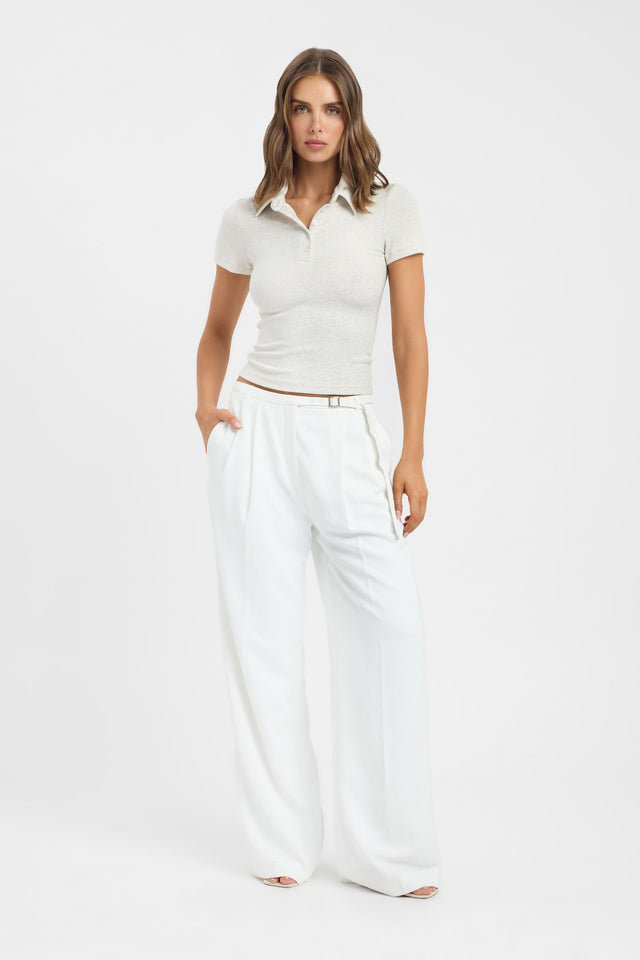 side Myles Polo Top Kookai Fitted V-neck Short sleeves Womens-Blouse 