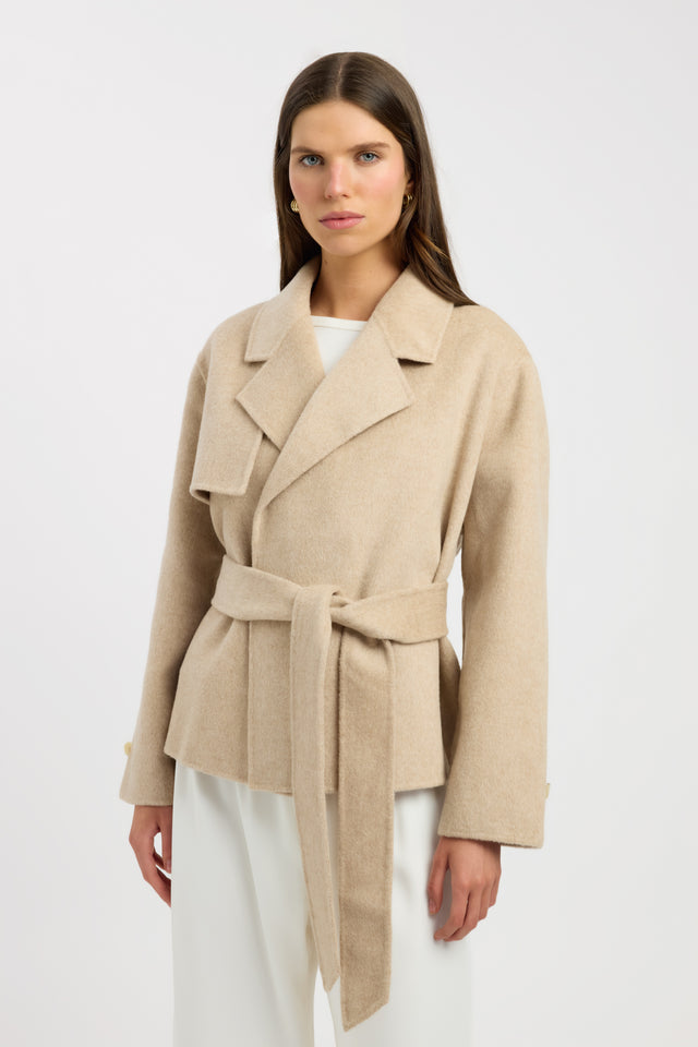 front Rommie Cropped Wool Jacket Kookai Long sleeve Overcoat Short womens-coats-and-jackets 