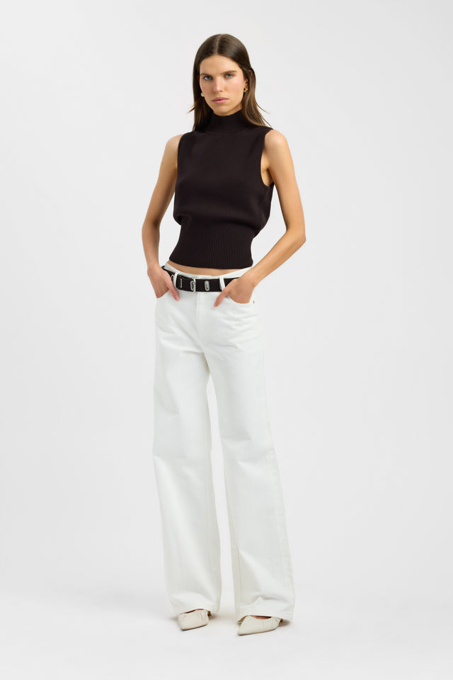 side Dalton Tank Kookai Fitted Highneck Sleeveless Womens-Blouse 