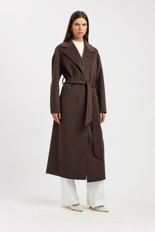 side Rommie Wool Coat Kookai Long sleeve Overcoat Full length womens-coats-and-jackets 