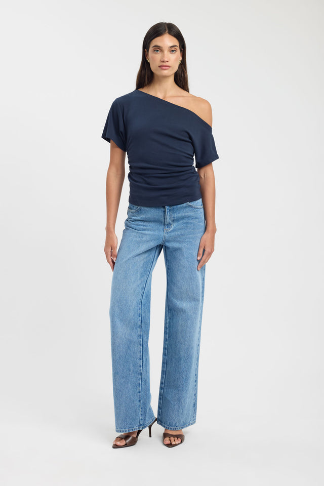 side Nova Off Shoulder Tee Kookai Fitted Asymmetry Short sleeves Womens-Blouse 