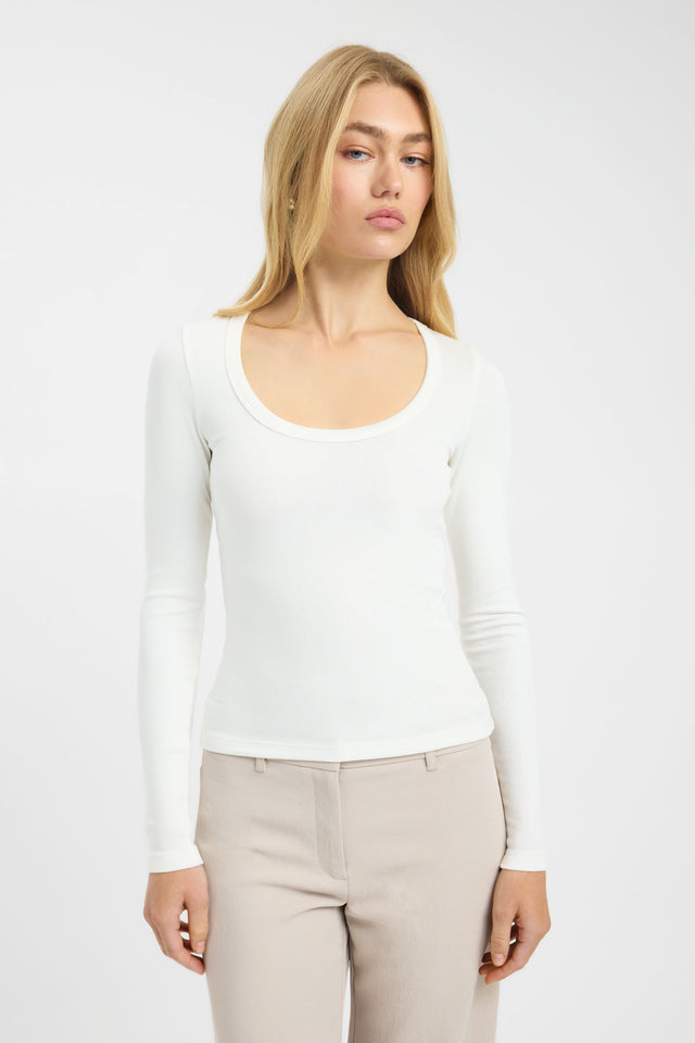 front Ollie Long Sleeve Top Kookai Fitted Scoopneck Long sleeve Womens-Blouse 