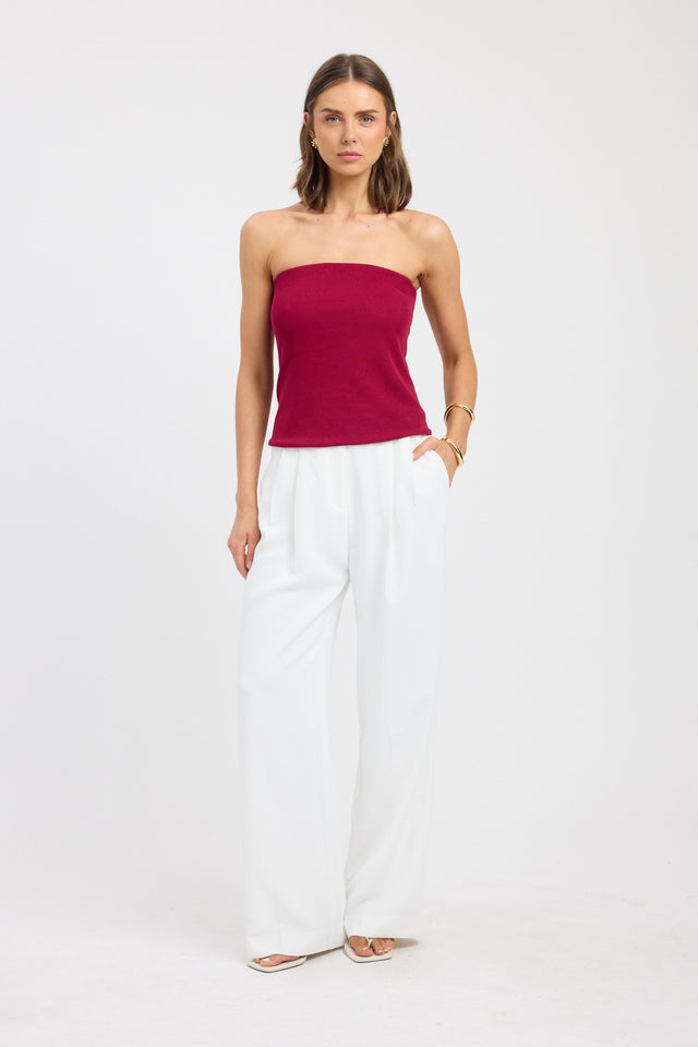 front Leila Strapless Top Kookai Fitted Straight Sleeveless Womens-Blouse 