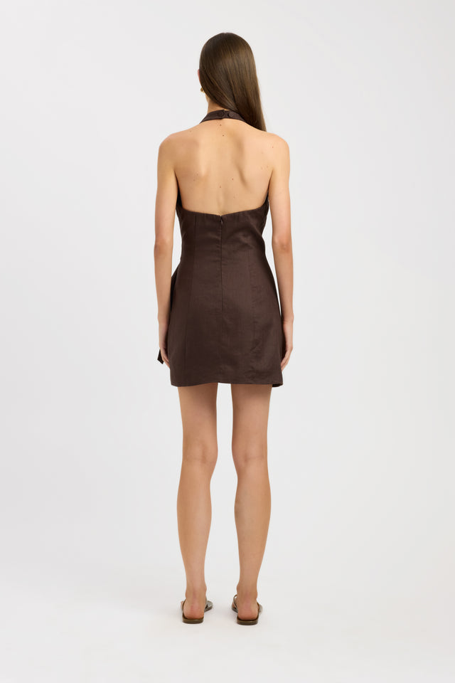 back Palm Trim Mini Dress Kookai Straight Mini Relaxed V-neck womens-dresses 