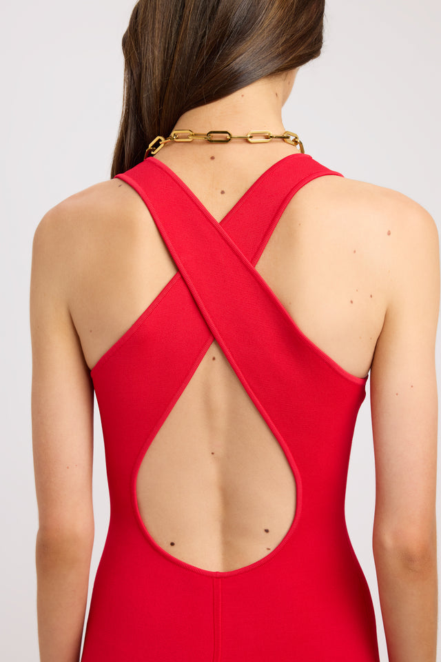 back Serenity Cross Back Dress Kookai Bodycon Maxi Relaxed Scoopneck womens-dresses 