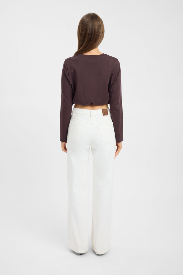 Discover the Dusk Long Sleeve Top womens blouse in rosy brown featuring relaxed fit and full straight sleeves back