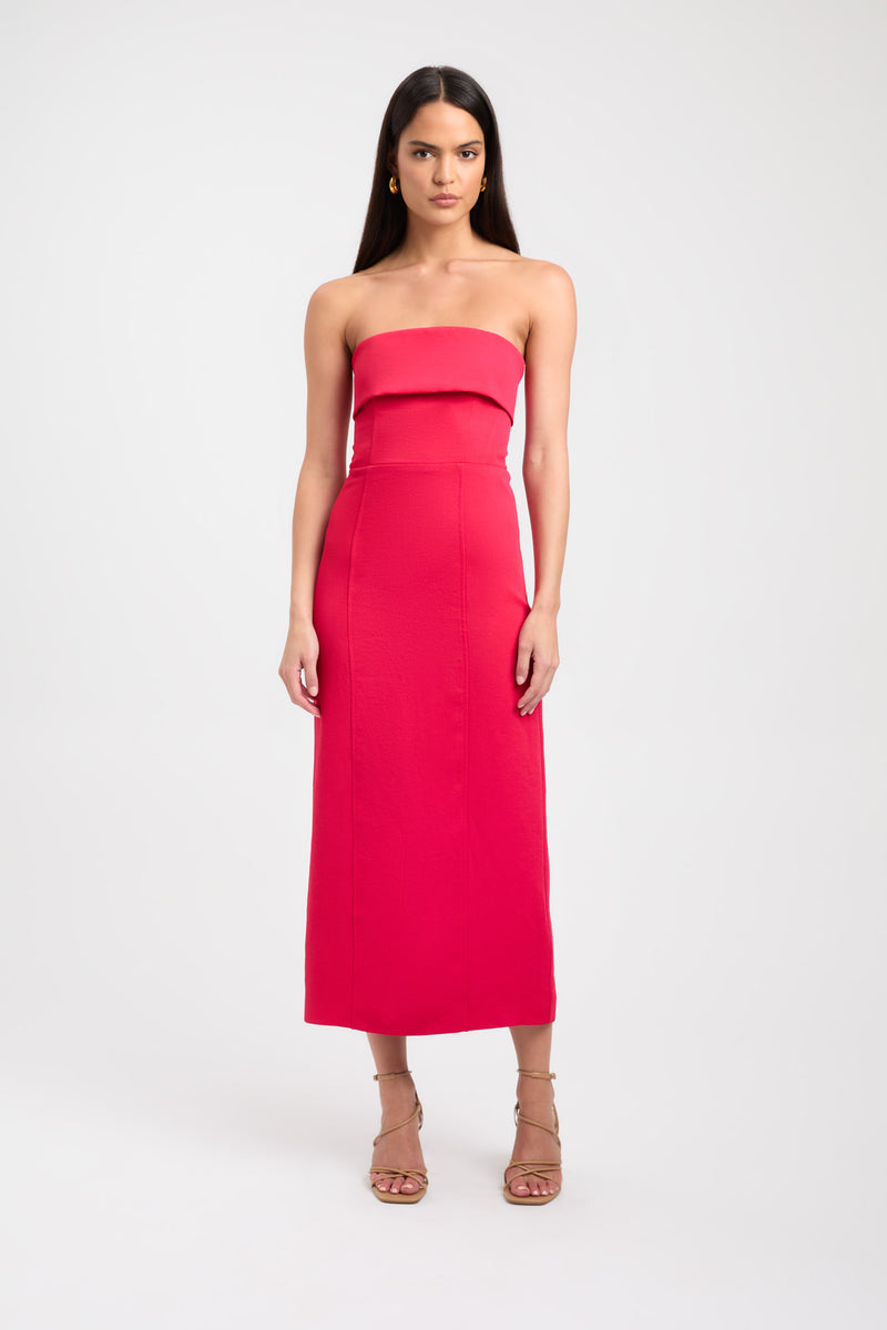 Buy Oyster Strapless Midi Dress Cherry Red Online Australia