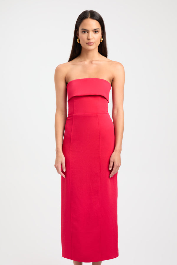 Buy Oyster Strapless Midi Dress Cherry Red Online Australia