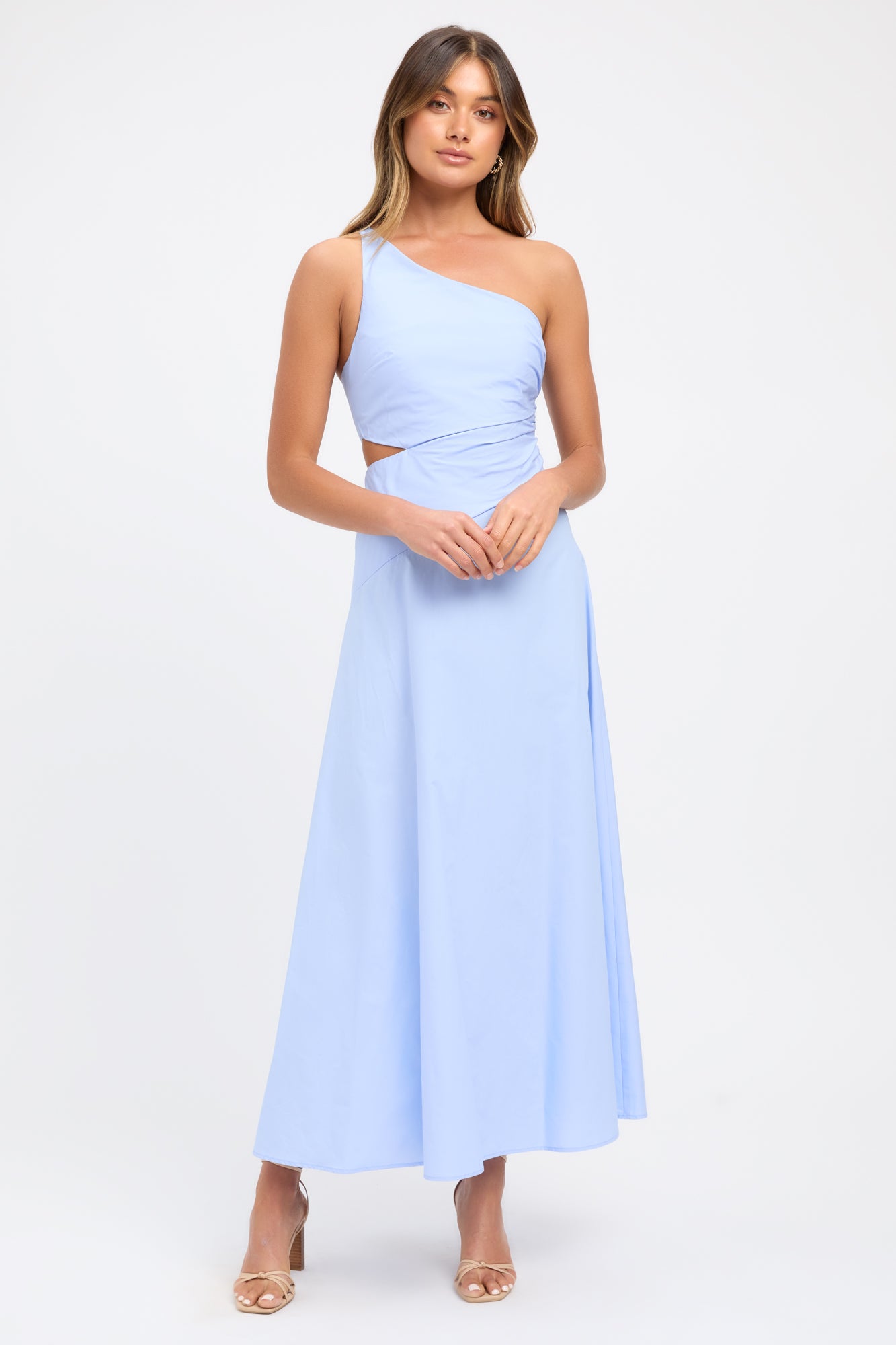 Buy Poplin One Shoulder Dress Serenity Blue Online KOOKAÏ Australia