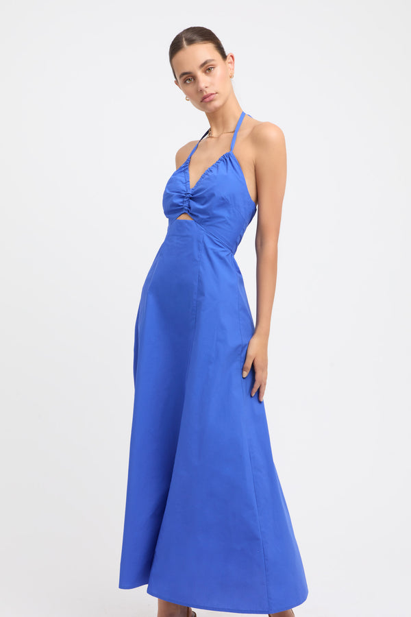 Buy Poplin Halter Dress Strong Blue Online | Australia