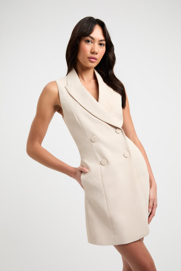 Buy Oyster Sleeveless Blazer Dress Shell Online Australia
