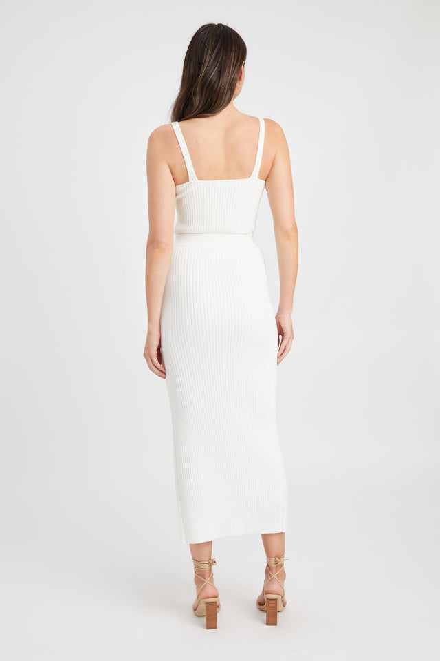 Ribbed Skirt White Midi Skirt Kookai Serah Midi Skirt – KOOKAÏ