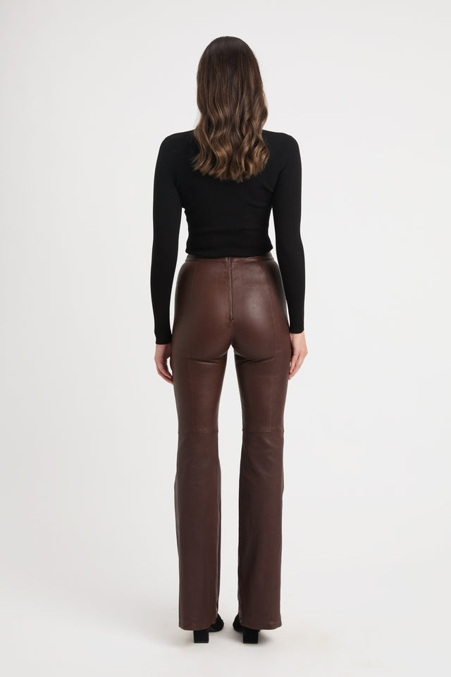 Buy Iona Leather Pant Dark Chocolate Online